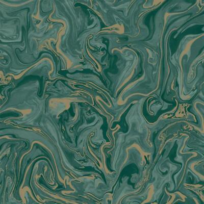 Fine Decor Liquid Marble Wallpaper Abstract Metallic Gold Emerald Green FD43058