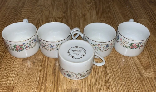 Farberware Set of 5 VTG Monaco ‘97 3111 Fine China Tea Coffee Cup GOLD TRIM