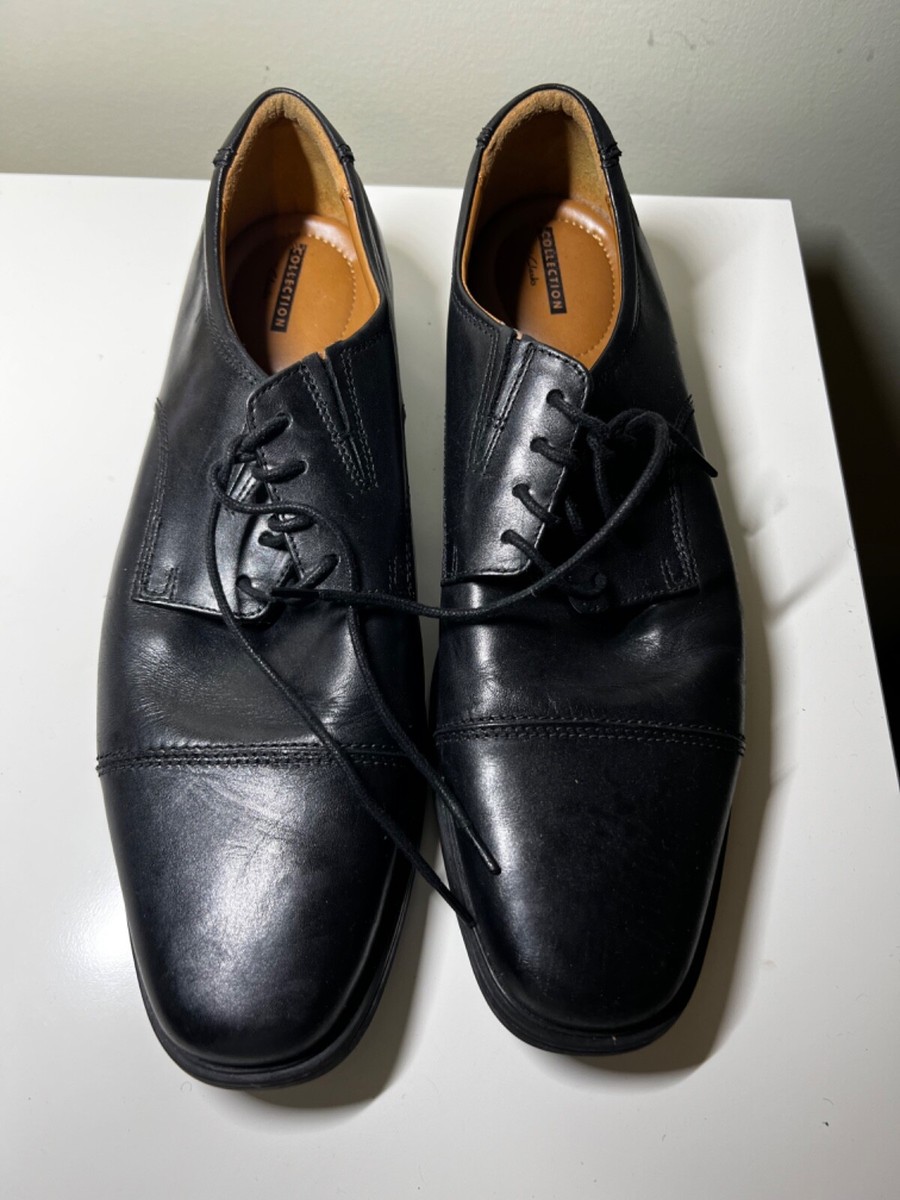 Clarks Dress Shoes Mens 12 Black Leather Collection Lace up Plain Casual