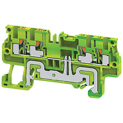1pc ALTECH CORP CPG1.5/4 DIN Terminal Block, Push-In, Ground, 4 Conn, 600V, 24-