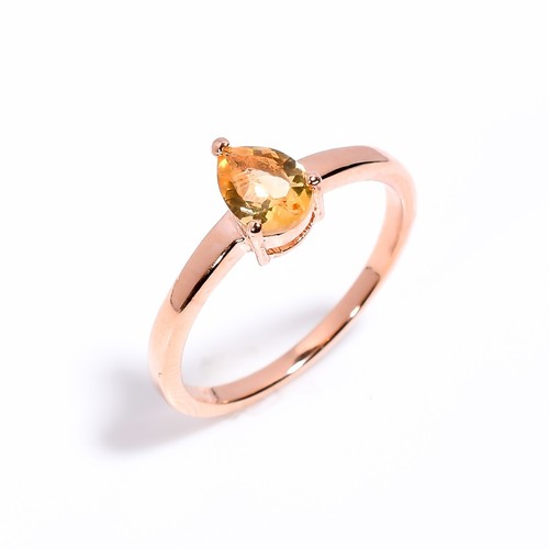 Citrine Gemstone Ring 925 Silver Handmad Natural Wedding Gift Ethnic Jewelry - Picture 9 of 12