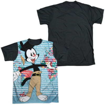 Animaniacs Yakko World Adult Halloween Costume T Shirt (Black Back
