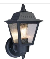Volume Lighting Black Hardwired Outdoor Coach Light Sconce w/ Clear Seedy Glass