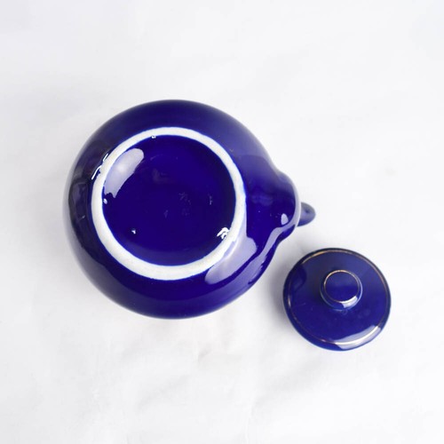 Vtg Cobalt Blue Chinese Asian Teapot for One Gold Pheasant Peacock Peafowl Birds - Picture 8 of 10