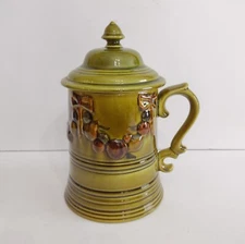 Vtg 1968 Los Angeles Potteries Pitcher Stein Cookie Jar Avacado Green  Fruit