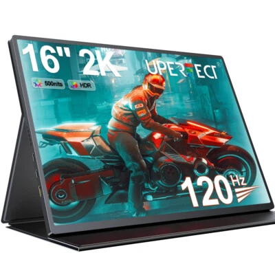 UPERFECT 16" 2K 120Hz Portable Monitor 2*USB C Extend Display For Game Switch PS