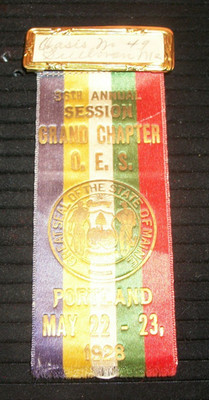 Vintage O.E.S. Order of the Eastern Star 36th Grand Chapter Ribbon Portland, Me.