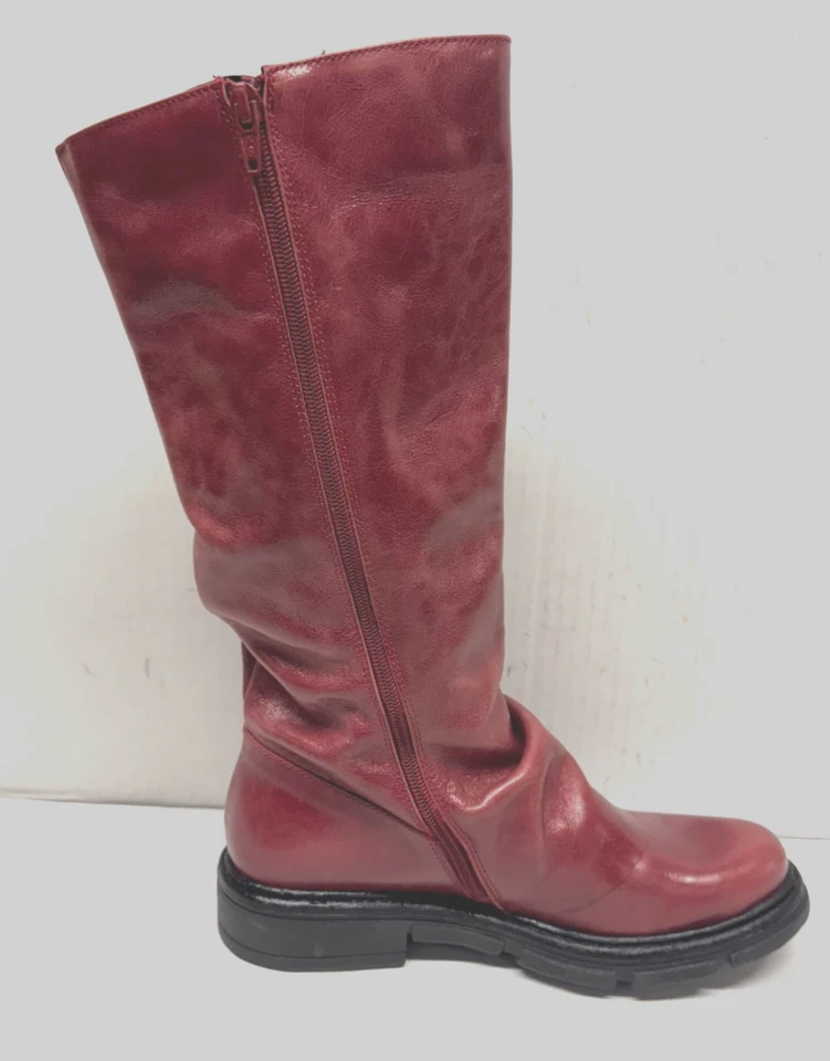 BOTAS DE CUERO SUAVE MIZ MOOZ CREMALLERA LATERAL BURDEOS 37EU / 7US NUEVAS # Z-83 Foto 3 de 4