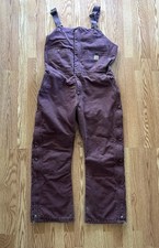 Y2K Carhartt Insulated Duck Bib Overalls Deep Plum WR027 DPM Womens 18x30 Purple