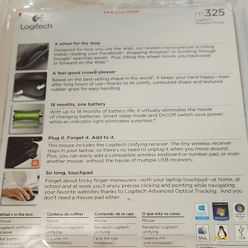 Logitech M325 Wireless Mouse Silver Brand New - Image 2 of 4