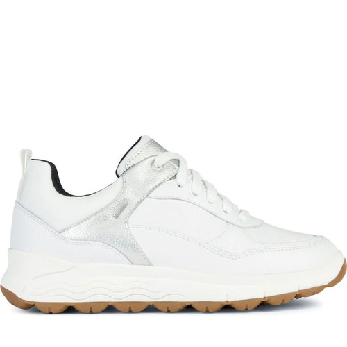 Geox Spherica 4x4 ABX Women's White Leather Fashion Sneakers D3626D0467BC0007