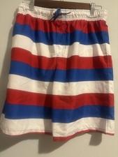 Wonder Nation Boys Swim Trunks XL 14-16  Husky Blue Red White Striped