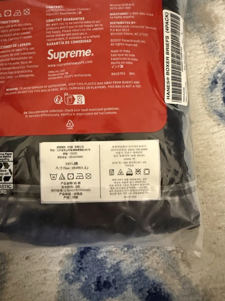 NUEVO Calzoncillos Boxer Supreme x Hanes (paquete de 4) - Negros | Talla Grande | Envío Gratis Foto 3 de 4