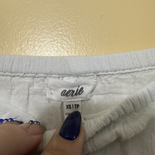 Aerie White Cotton Blend Tiered Maxi Skirt Festival Boho Women XS - Picture 2 of 4