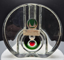 WALTHER KRISTALLGLAS 70er OP ART SOLIFLEUR Glas Vase 8x9cm mit Aufkleber neuw.