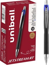 uniball Jetstream RT Retractable Ballpoint Pen, Medium Point 1.0mm , Blue, 12