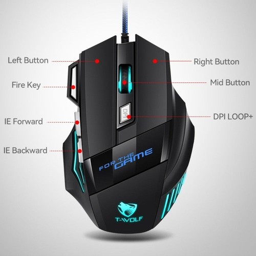 Illuminated Esports Wired Mouse RGB USB Wired Mouse Computer Accessories - Picture 3 of 12