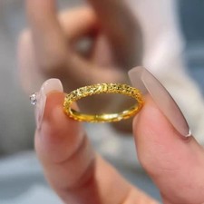 Unisex Minimalist Stackable Gold Ring Gypsophila Glitter Alloy Jewelry