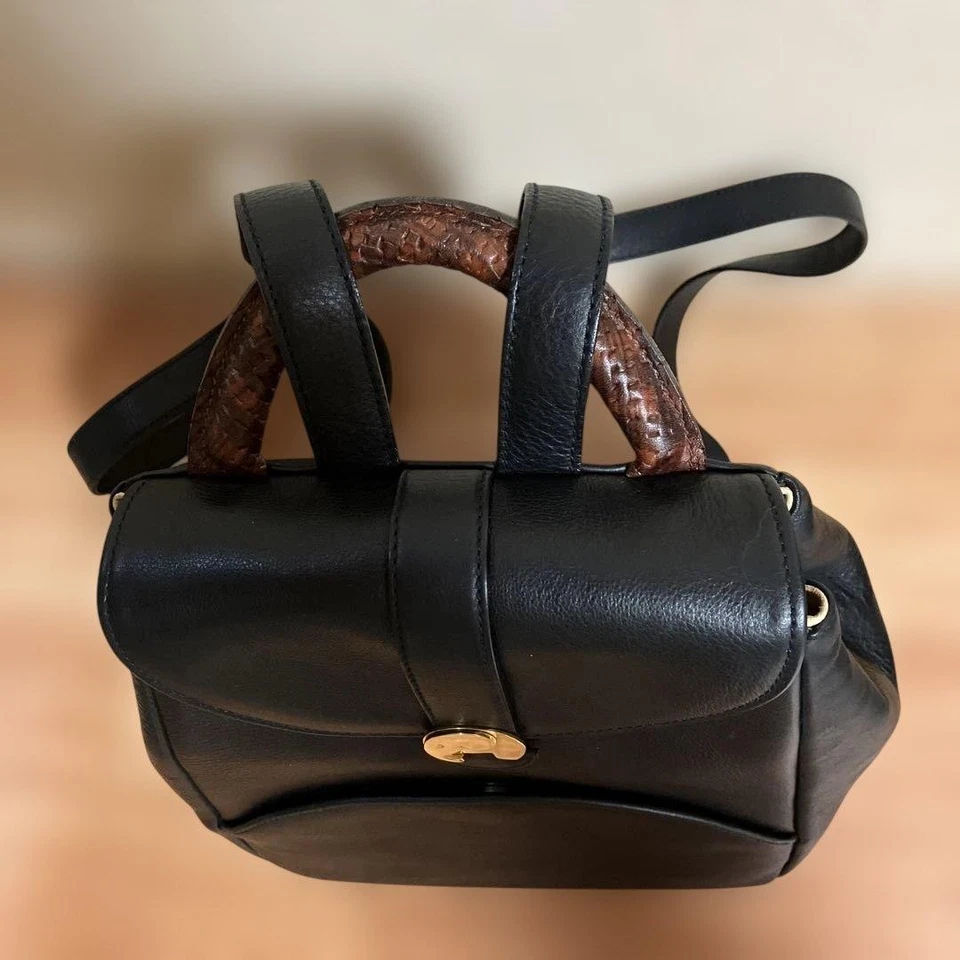 HOUSE OF FLORENCE Mochila Cuero Elefante Negro Logo Vintage De Japón Foto 3 de 4