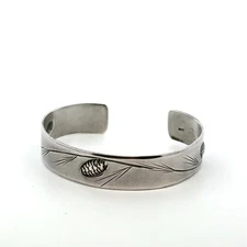 6.5” x 13mm Stuart NYE 925 Sterling Silver Pinecone Cuff Bracelet 19.6g