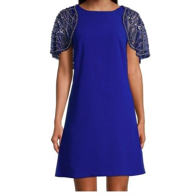Aidan Mattox Royal Sapphire Beaded Crepe Trapeze Formal Dress Size 0 NWT |  eBay