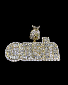 Authentic Gold Plated Cash Bag Pendant 925 Fine Silver
