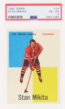 1960 Topps Hockey #14 Stan Mikita ROOKIE CARD PSA 4 Chicago Blackhawks. rookie card picture