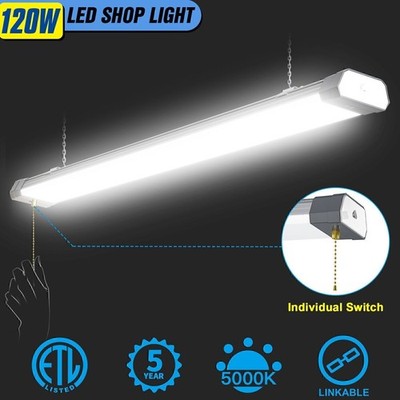 2Pcs 120W LED Shop Light 15600LM Linkable Shop Lights for Garage Workshop Office