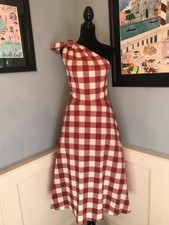 Kate Spade New York NWT Red and White Gingham Lava Falls Midi Dress Sz 14