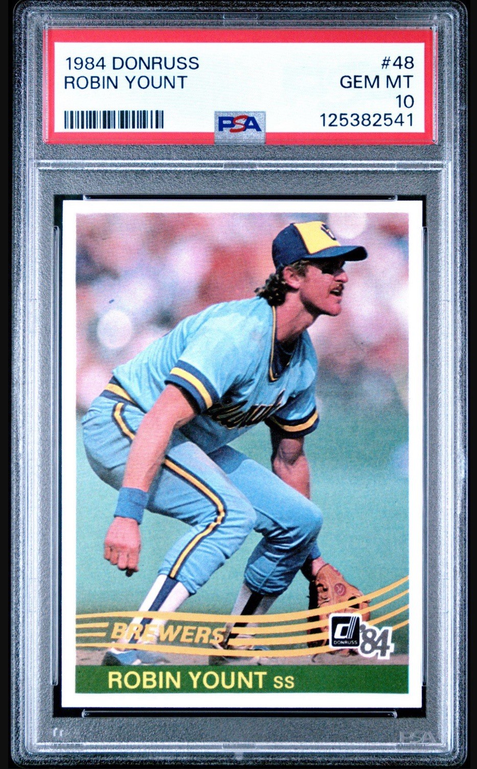 1984 DONRUSS BASEBALL #48 ROBIN YOUNT, PSA 10 GEM MINT, HOF