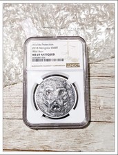 MONGOLIA 2018 500 TUG WILD BOAR 1 OZ .999 SILVER ANTIQUE FINISH NGC MS-69