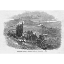 ITALY View of Pastrengo - Antique Print 1848