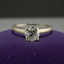 Vintage 14K White Gold 0.45ct. Round Brilliant Diamond Solitaire Ring Size 6.25