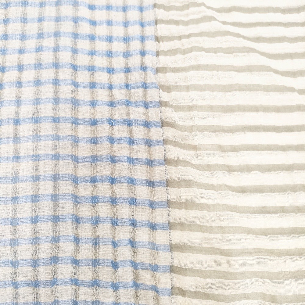 JURGEN LEHL J0171ESFS32 Silk cotton made in India stole Light grey 5-0615M◎