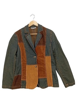 Ashley Brooke Damen Jeansjacke Blazer Patchwork Cord Gr. 40 Vintage