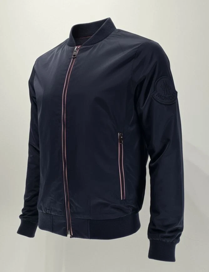 Chaqueta cortavientos para hombre Moncler Signature ZIp azul marino chaqueta de bombardero Foto 4 de 4