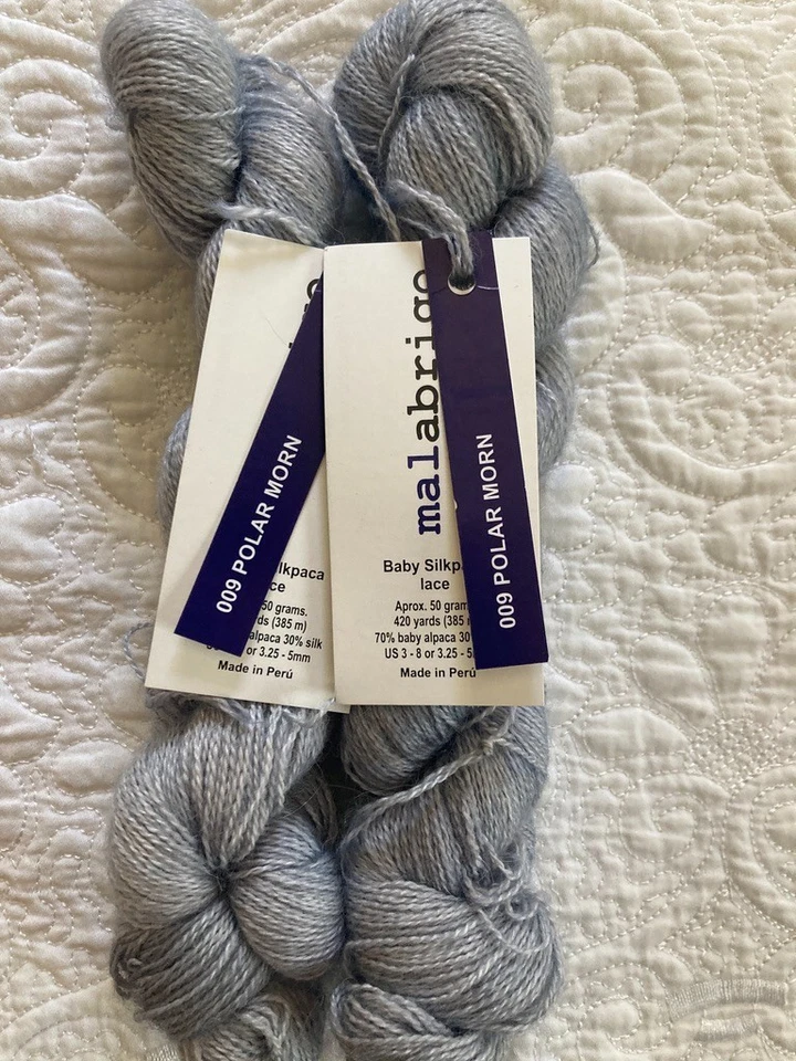 LOT OF 2 ~ Malabrigo Baby Silkpaca Merino Lace Yarn #009 Polar Morn Silver Gray - Image 2 of 4