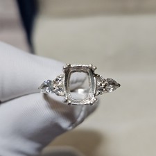 9x7 MM Semi Mount Ring, 925 Solid Sterling Silver Ring, Cushion Shape Gemstone