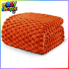 Kuscheldecke Fleece 220x240 cm Jacquard Überwurfdecke Orange