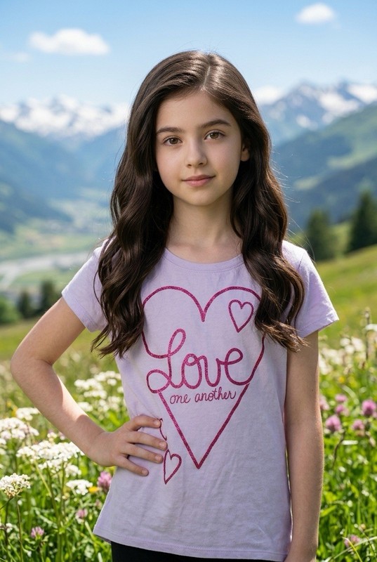 SO Lavender Graphic Heart T-Shirt - Girls (16) NWOT