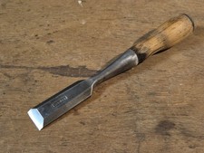 RARE Antique Stanley 1 Inch Beveled Edge Socket Chisel With Steel Cap