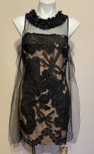 Yoana Baraschi Anthro Goth Dress Black Lace Embroidered Sleeveless Mesh Silk 6