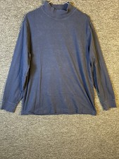 Lands' End Blue Navy90s USA Made Mock Neck Pullover 100% Cotton Sweater - Size M