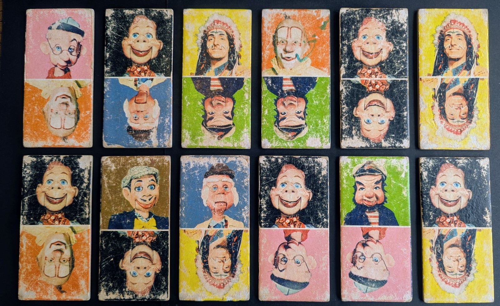 Vintage 1950s Howdy Doody Picture Dominoes Cards Lot of 12 Ed-U-Cards Replacemen
