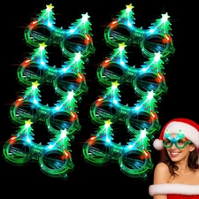 8Pk Christmas Tree LED Light Up Glasses Neon Sunglasses Party Glow Toy Bulk Sets