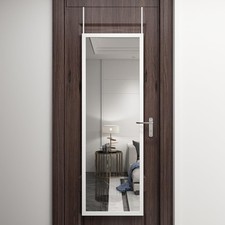 48" x 16" Over The Door Full Length Mirror Wall Mounted Hanging with 2 Metal ...