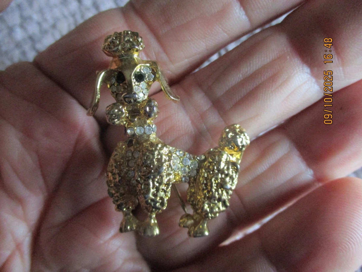 Broche Ancienne Chien Caniche Noir - Bijou Vintage