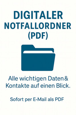 Digitaler Notfallordner (PDF) / Checkliste, zum Ausdrucken, Versand per E-Mail