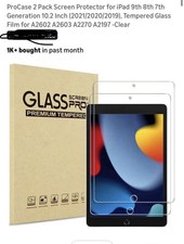 ProCase 2 Pack Tempered Glass Screen Protector for iPad 9th/8th/7th Gen 10.2"