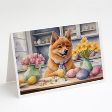 Lot de 8 cartes de voeux Spitz finlandais décorant les trésors de Caroline